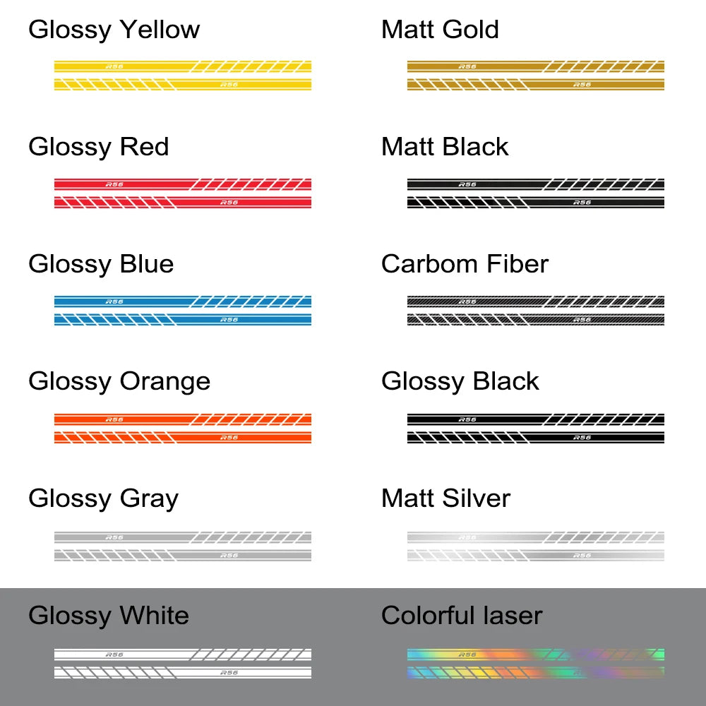 Door Side Skirt Decals for Mini Cooper (F56, F54, F57, F55, F60, R50–R61) | 2-Piece Vinyl Kit