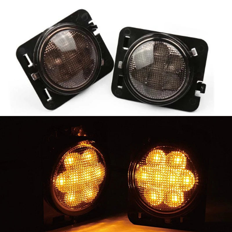 Front LED Turn Signal Light with White Halo Smoke Lens for Jeep Wrangler (2007–2011) | JLDVHL