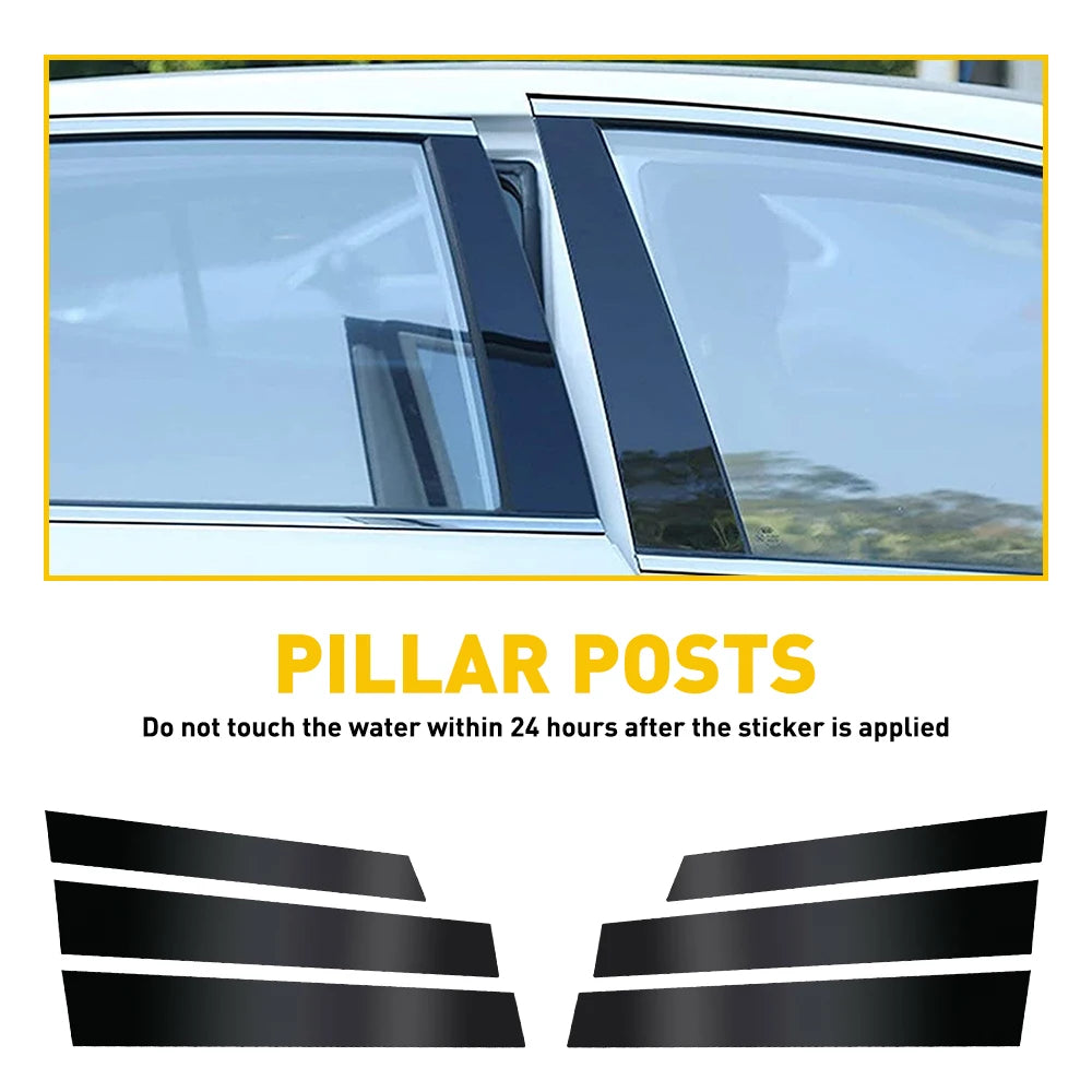 Black Exterior Door Window Pillar Post for Honda CR-V (2007–2011) | 6pc
