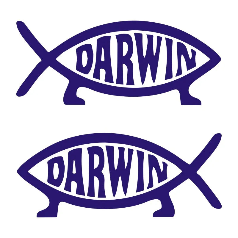 Darwin Fish Cartoon Vinyl Stickers - 5.35