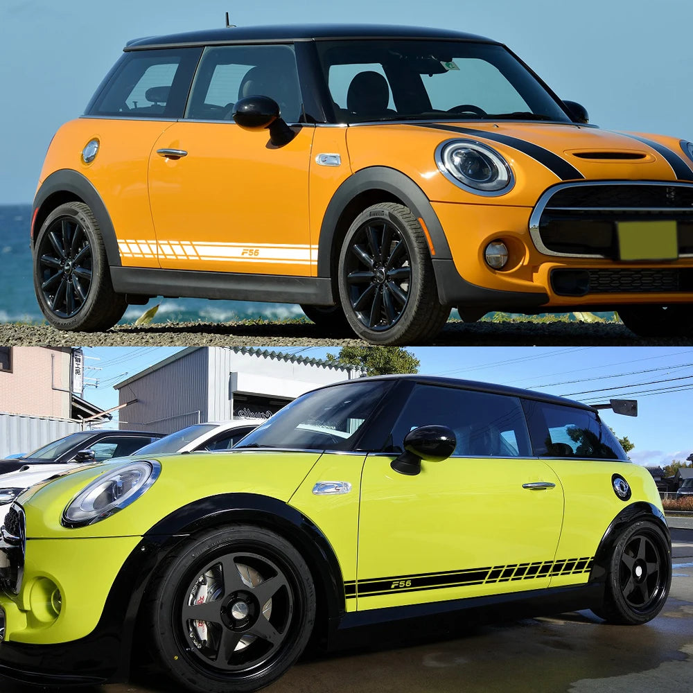 Door Side Skirt Decals for Mini Cooper (F56, F54, F57, F55, F60, R50–R61) | 2-Piece Vinyl Kit