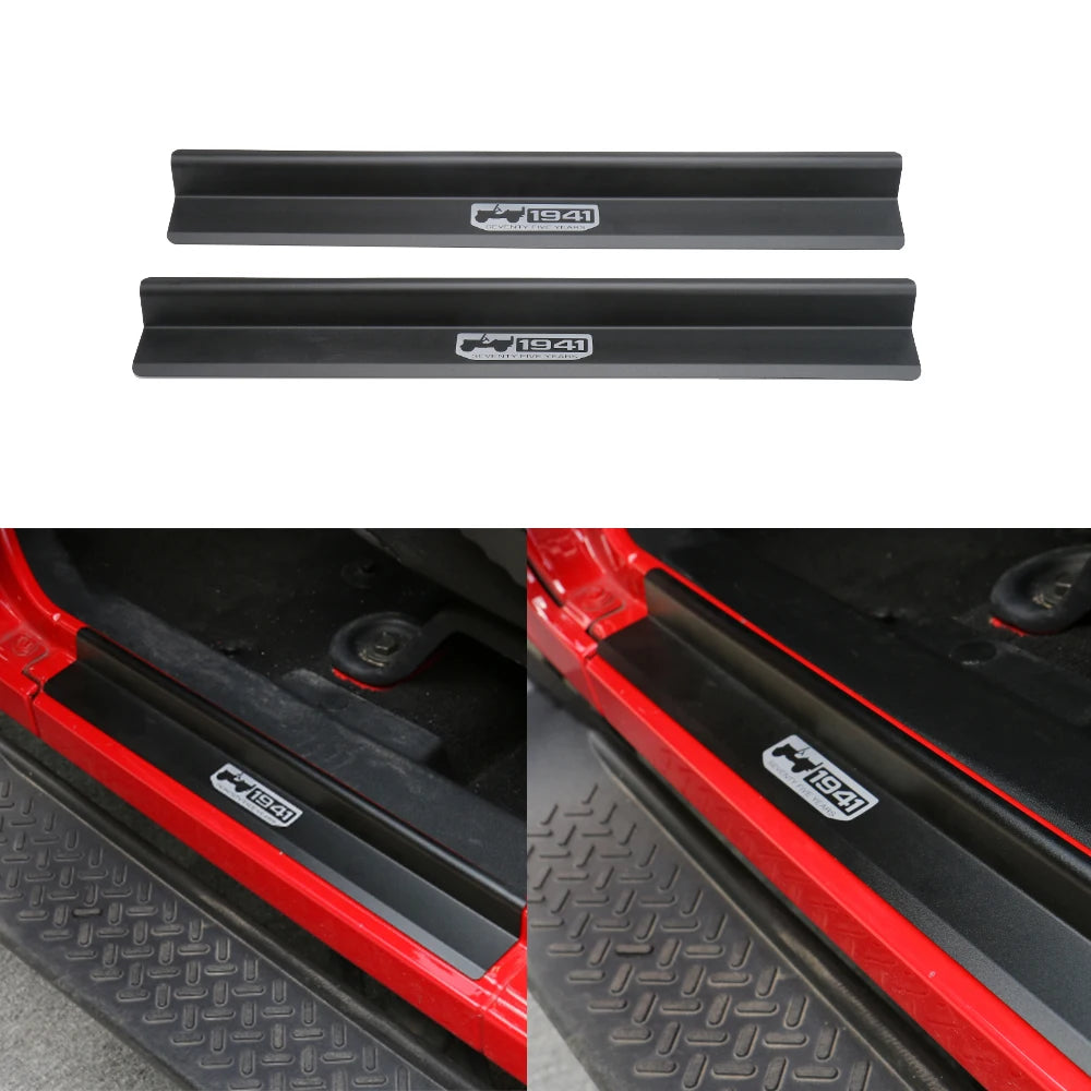 Door Sill Car Pedal Guards Cover Aluminum Alloy - Black Threshold Protector Accessories for Jeep Wrangler JK 2/4 Door 07-18