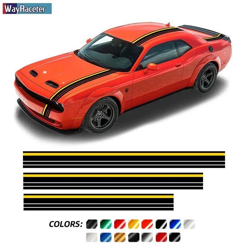 Hood, Roof & Trunk Body Stripe Decal | Engine Cover Bonnet Vinyl Graphic Kit