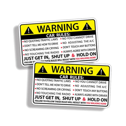 4" x 2.4" Vehicle Safety Warning Sticker - Waterproof PVC Decal for Sun Visor, Window, or Bumper