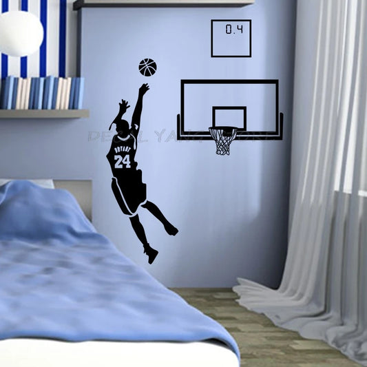 Sports Theme Wall Decals - Basketball Kobe Star Stickers for Boys' Rooms & Living Rooms