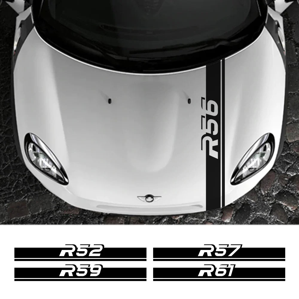 Hood Bonnet Stripe Decal for Mini Cooper (R50–R61) | Engine Cover Trim Vinyl Sticker