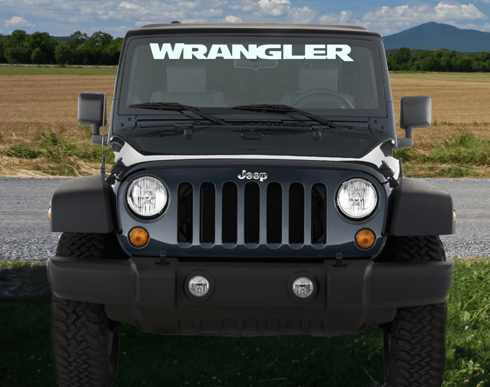 Calcomanía para parabrisas de Jeep Wrangler (estilo OEM, 3" x 37"), compatible con CJ, YJ, TJ, JK y JL