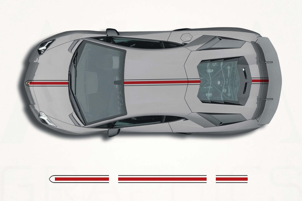 Calcomanías de franjas centrales para Lamborghini Aventador