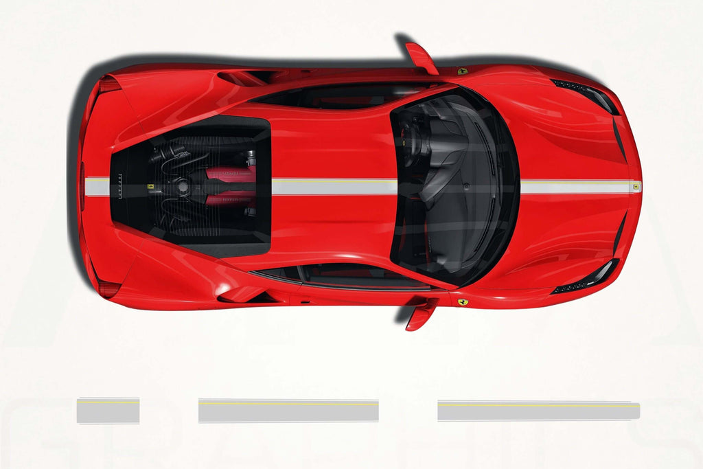 Calcomanías de franjas centrales del Ferrari 488 GTB