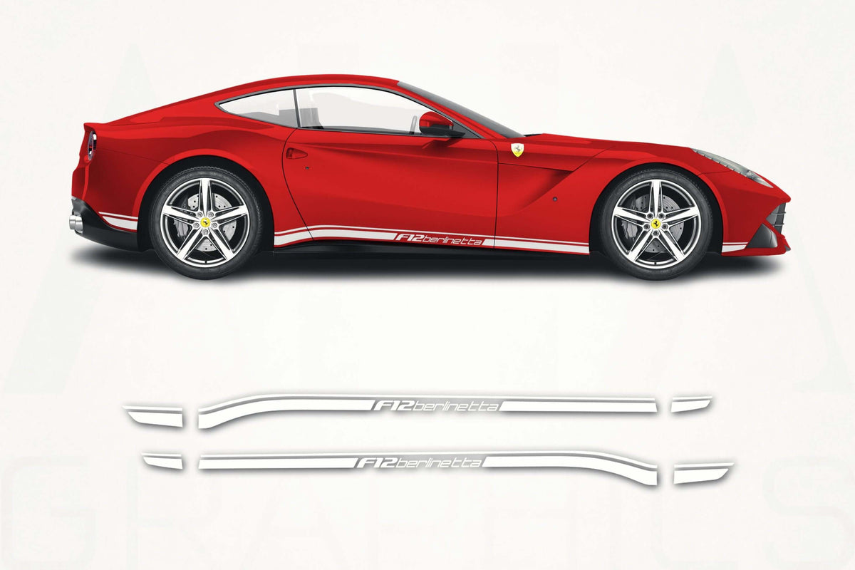 Red sports car with chrome side skirts on a white background