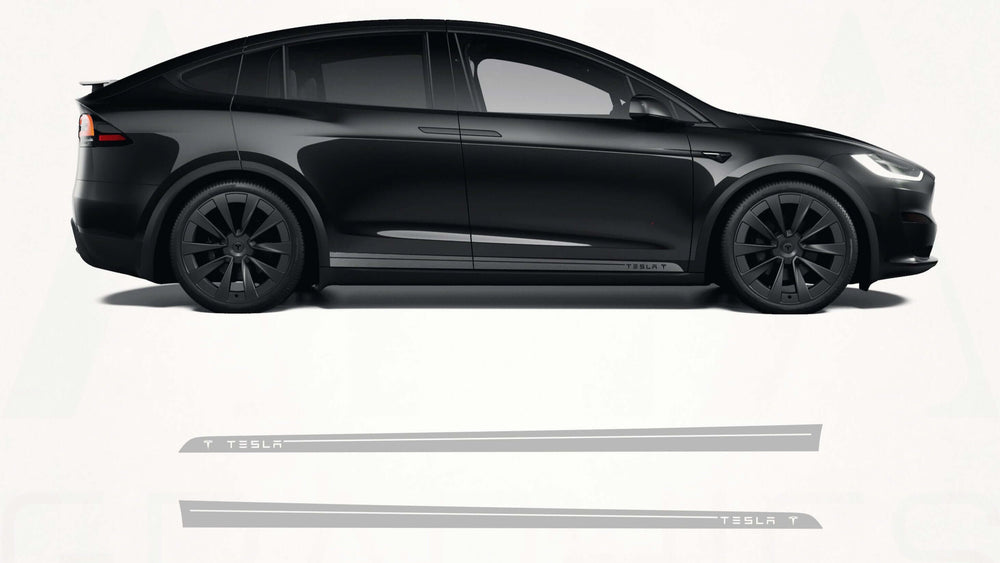 Black car with side mirrors on a white background, featuring AHA Graphics logo.