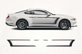 White Mustang car with black graphics on a white background