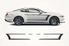 White Mustang car with black graphics on a white background