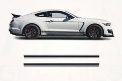 White sports car with black stripes on a white background, featuring the AHA Graphics logo.