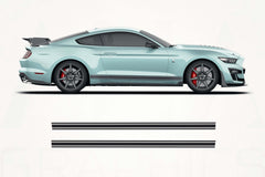 Light blue sports car with black stripes on a white background, featuring AHA Graphics logo.