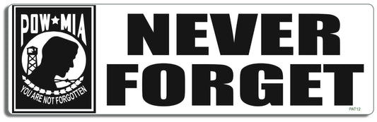 POW-MIA. Never forget - 3" x 10" Bumper Sticker--Car Magnet- -  Decal Bumper Sticker-patriotic Bumper Sticker Car Magnet POW-MIA. Never forget-  Decal for carsmarine, military, Politics, soldier, stars and stripes, vet, veteran