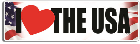 I heart the USA - 3" x 10" Bumper Sticker--Car Magnet- -  Decal Bumper Sticker-patriotic Bumper Sticker Car Magnet I heart the USA-   Decal for carsamerican flag, love america, love usa, patriot, patriotic, stars and stripes