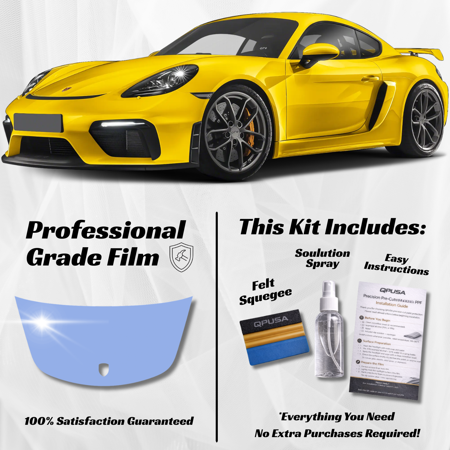 Porsche 718 Cayman (2016-2024) Partial Hood PPF Protection Kit - Pre-Cut