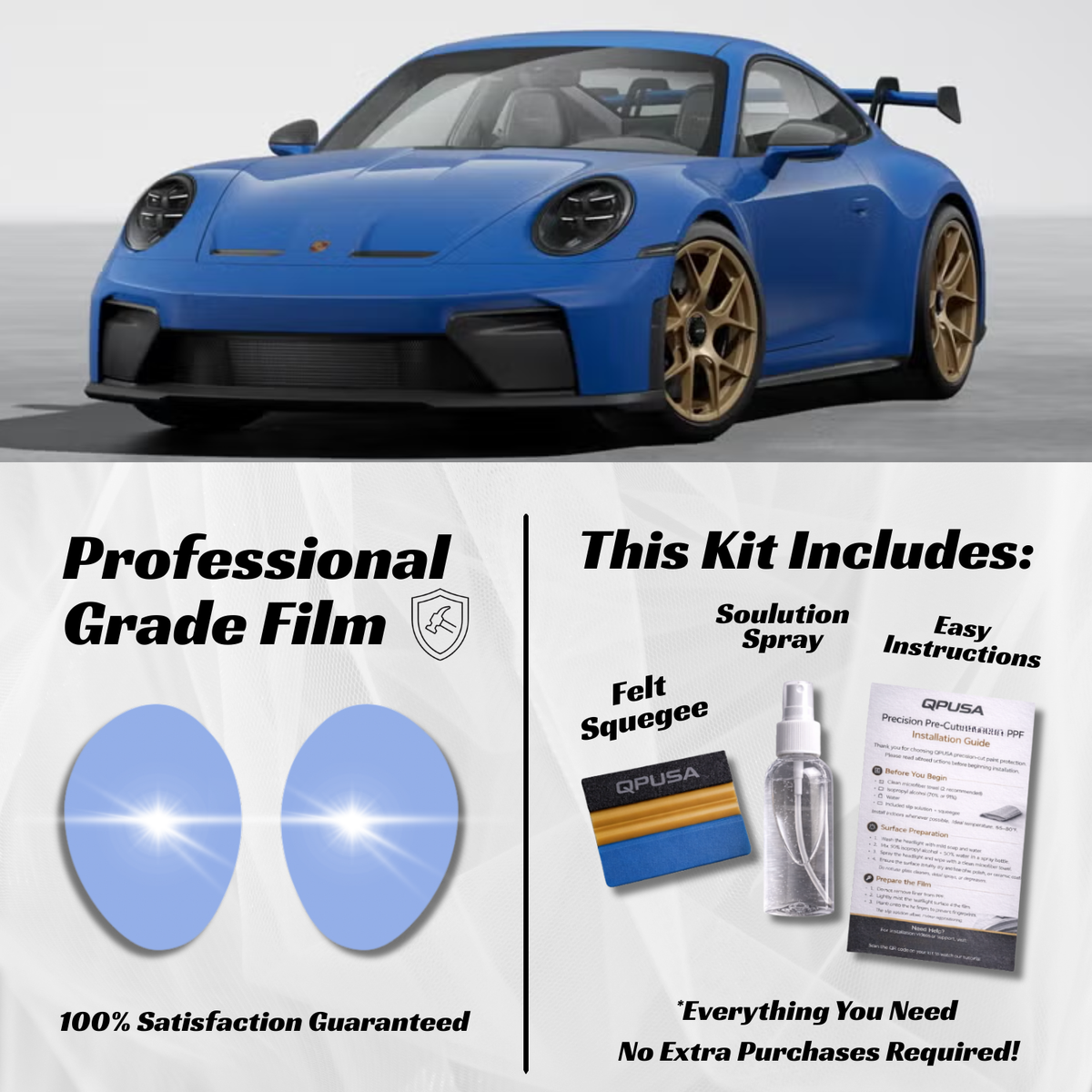 Porsche 911 GT3 Headlight PPF Protection Kit (2025-2026)