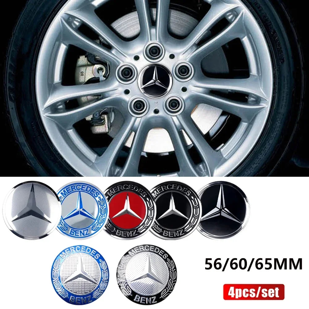 Wheel Center Hub Cap Resin Badge Emblem Sticker for Mercedes-Benz | 56mm / 60mm / 65mm