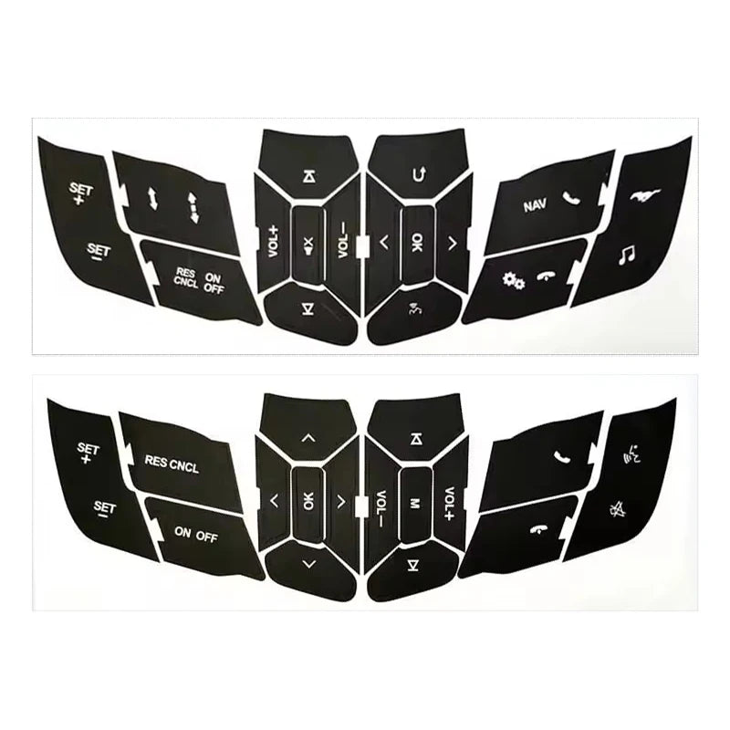 Steering Wheel Button Repair Sticker | 1-Piece Black Vinyl Control Decal for Cars
