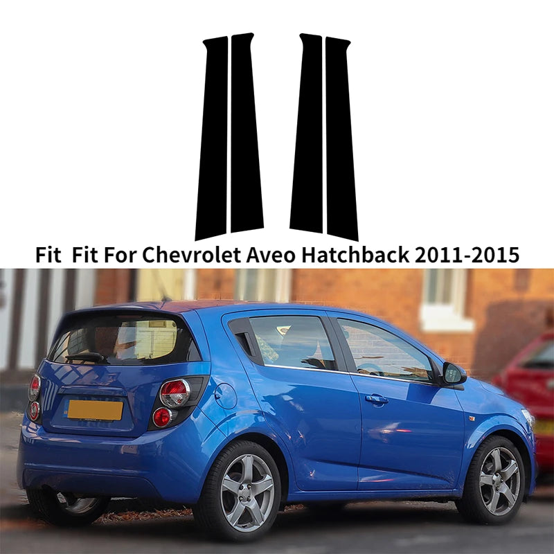 Glossy Black Pillar Posts Window Door Trims Sticker Cover Kits Auto Styling Fit for Chevrolet Aveo Hatchback Sedan 2011-2015