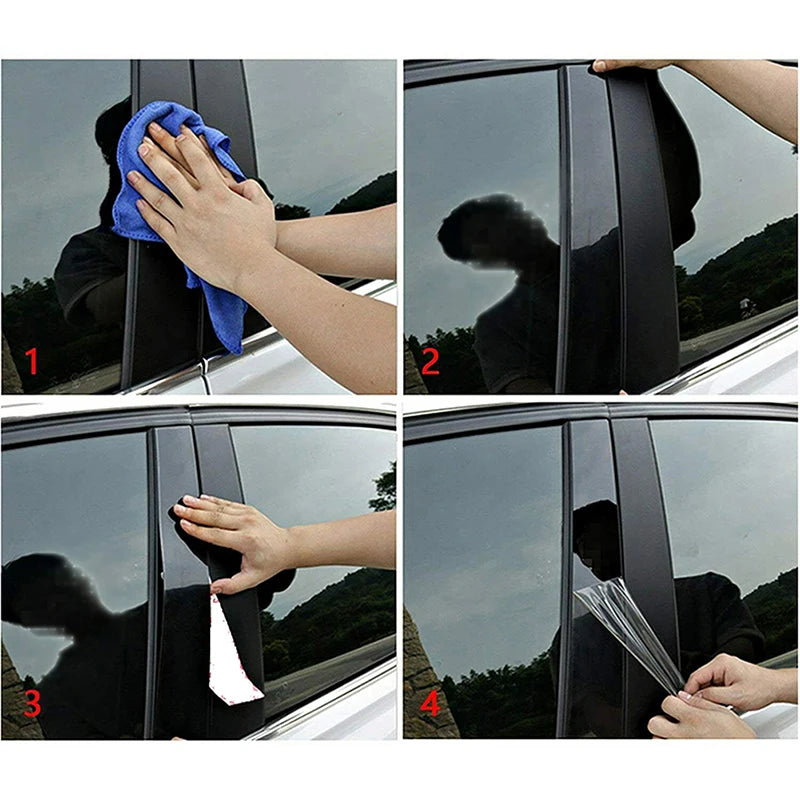 6Pcs Car Window Pillar Posts Door Trims Sticker Black Decal Cover for BMW 1-Series F20 carbon fibre 2012-2019 Car accessories