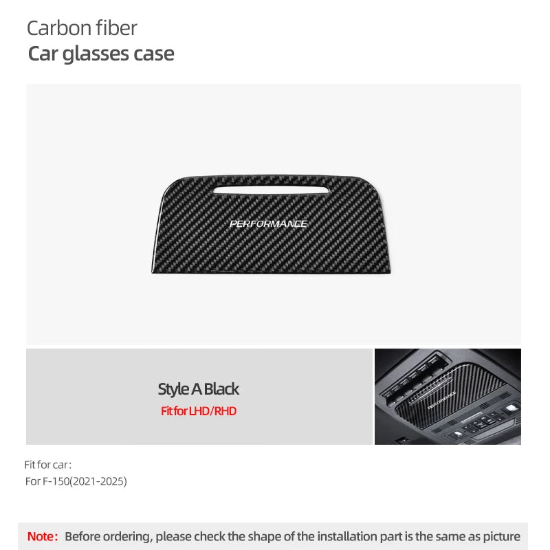 Real Carbon Fiber Glasses Case Trim for Ford F-150 Raptor (2021–2025)