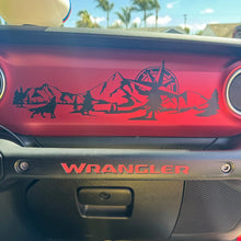 Cargar imagen en el visor de la galería, Jeep Wrangler JL &amp; Gladiator JT Dashboard Decal – Wolf, Mountain &amp; Compass Scene Vinyl Sticker (2018+)