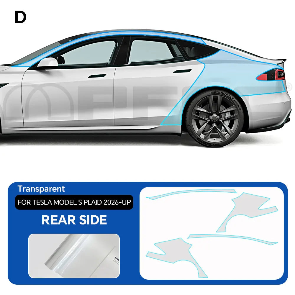 Precut PPF for Tesla Model S Plaid (2026+) | 9-Mil TPU Paint Protection Film Clear Bra