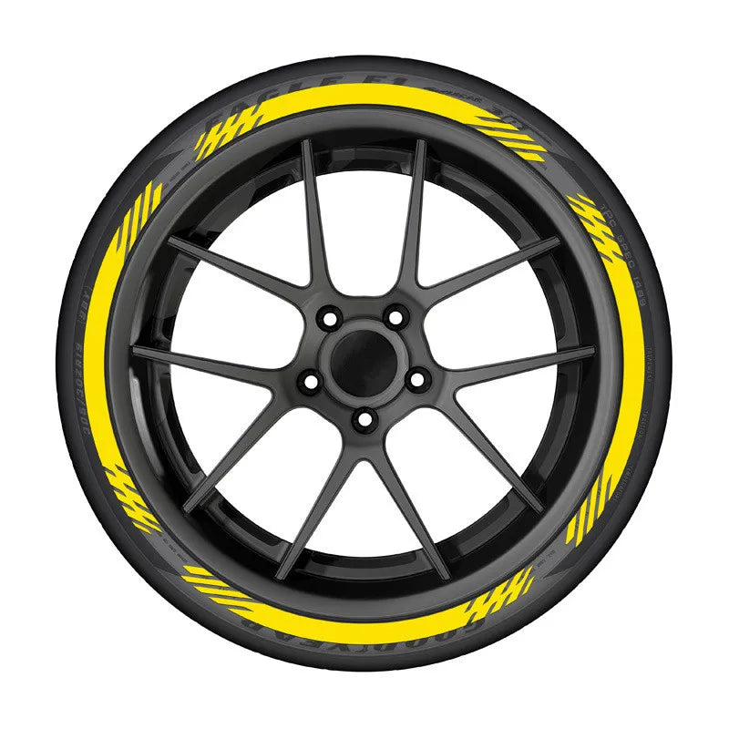 3D Tire & Rim Wall Blade Stickers | White/Red/Yellow OLPAY Tyre Decal