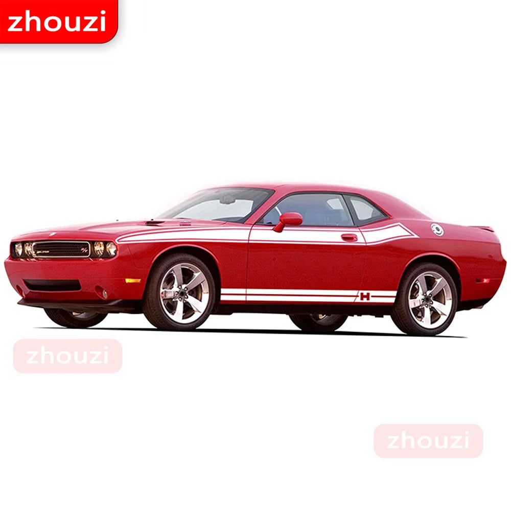 Dodge Challenger 2008-2020 Racing Stripe Kit - Side Door, Hood, Rear, and Side Skirt Decals