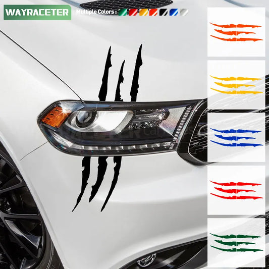 Reflective Ghost Claw Headlight Eyebrow Stickers - Dodge Challenger, Charger, Durango, Nitro, Journey, Dart Decals