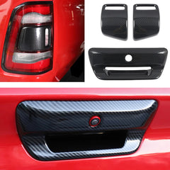 For Dodge Ram 1500 2019 2020 2021 Carbon Style Tailgate Rear Door Handle Bowl Taillight Tail Light Lamp Cover Trim Car Styling