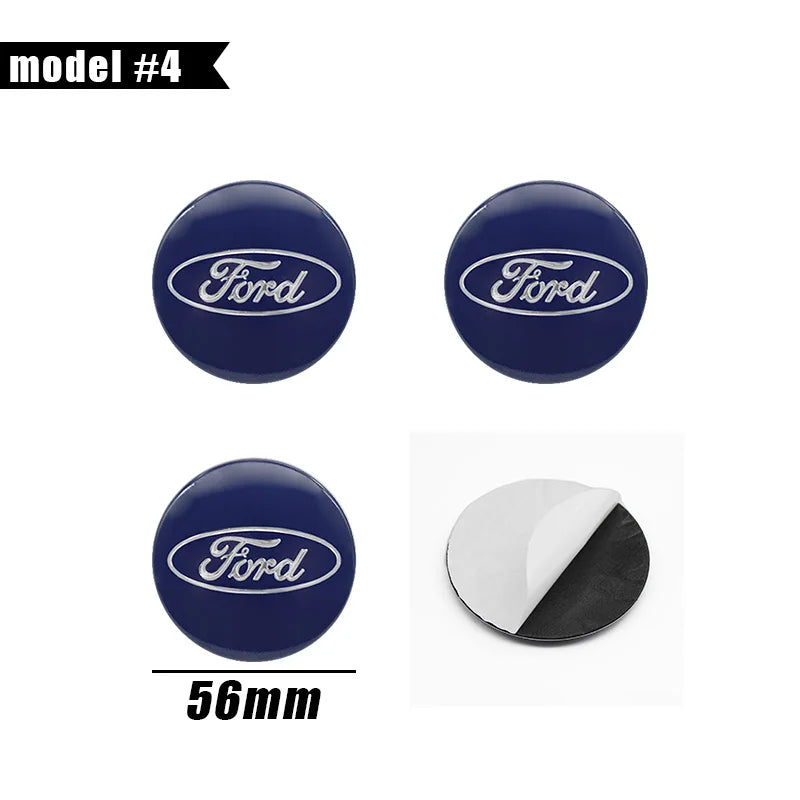 Wheel Center Hub Cap Cover Badge Stickers for Ford F-150 / Focus | 4-Piece 65mm / 60mm / 56mm