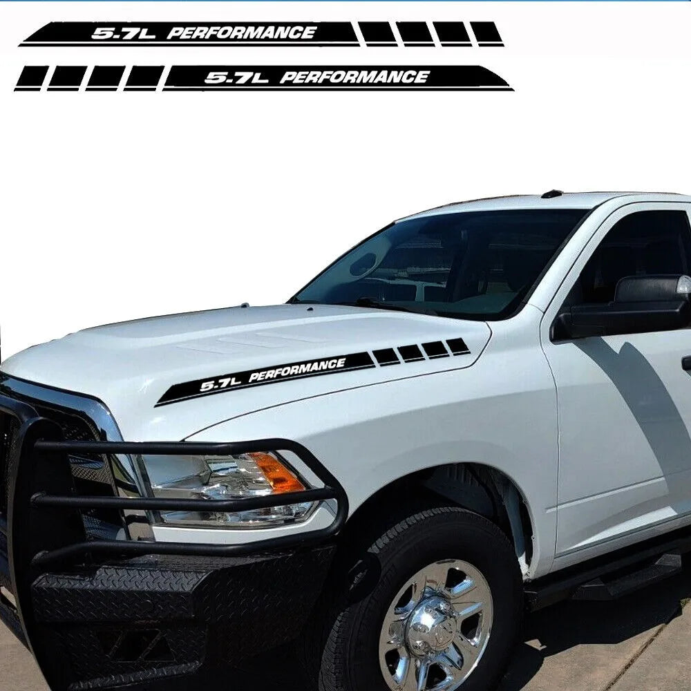 For Dodge Ram 1500 2500 5.7L PERFORMANCE Car Hood Vinyl Decals Emblem Truck Graphic Stickers 2Pcs Auto Accessories