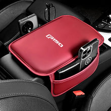 Cargar imagen en el visor de la galería, Leather Center Console Armrest Pad &amp; Storage Pocket for Ford F-150 | Brown / Black / Red