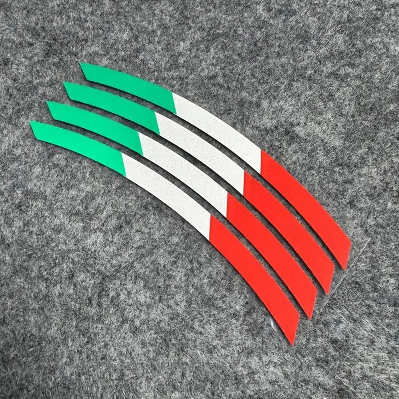 Green White Red Italian Flag Stripe Wheel Decal | Waterproof Vinyl Sticker for Cars & Motorcycles