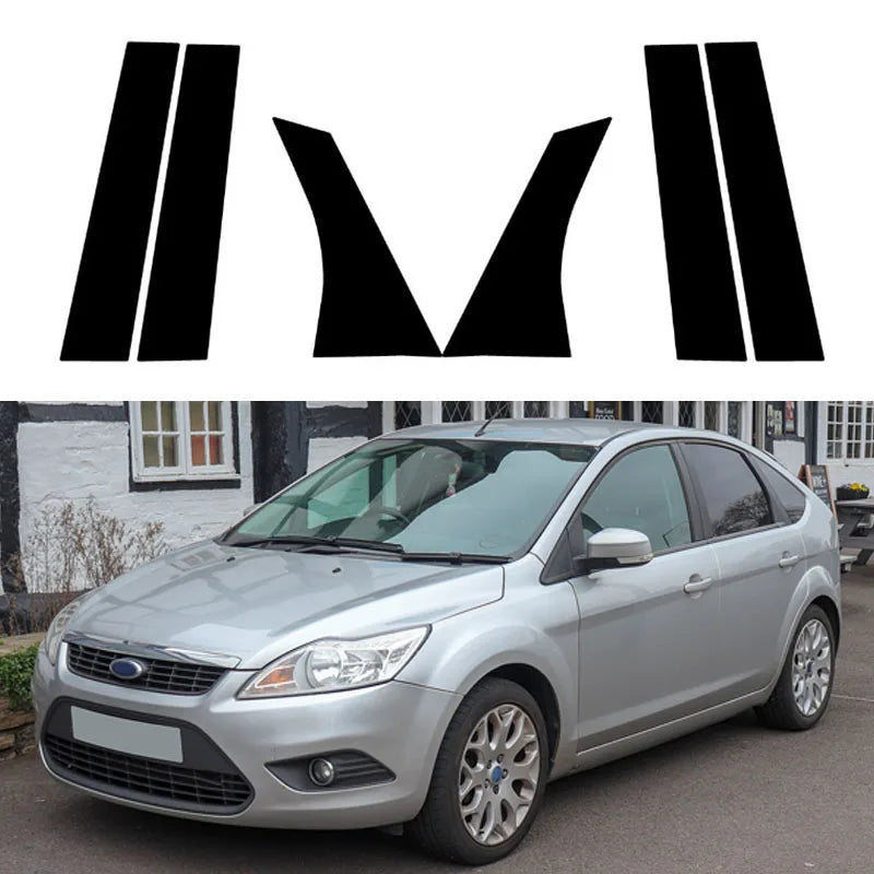 6Pcs for Ford Focus Sedan/Hatchback 2005 2006 2007 2008 2009 2010-2014 Car Door Window Trim Pillar Posts Decorative Cover Trim