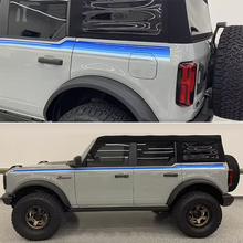 Load image into Gallery viewer, Blue &amp; Orange Sunset Waistline Stripe Decal for Ford Bronco (2021–2023) | Modified Body Line Vinyl Overlay