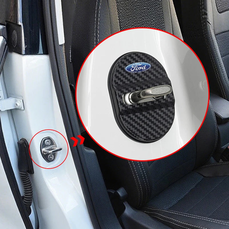 Door Lock Cover Anti-Rust Latch Protector Stickers for Ford Mustang / Bronco / Focus | 4-Piece