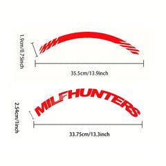 MILFHUNTERS Red Tire Letter Stickers | Universal Rubber Wheel Sidewall