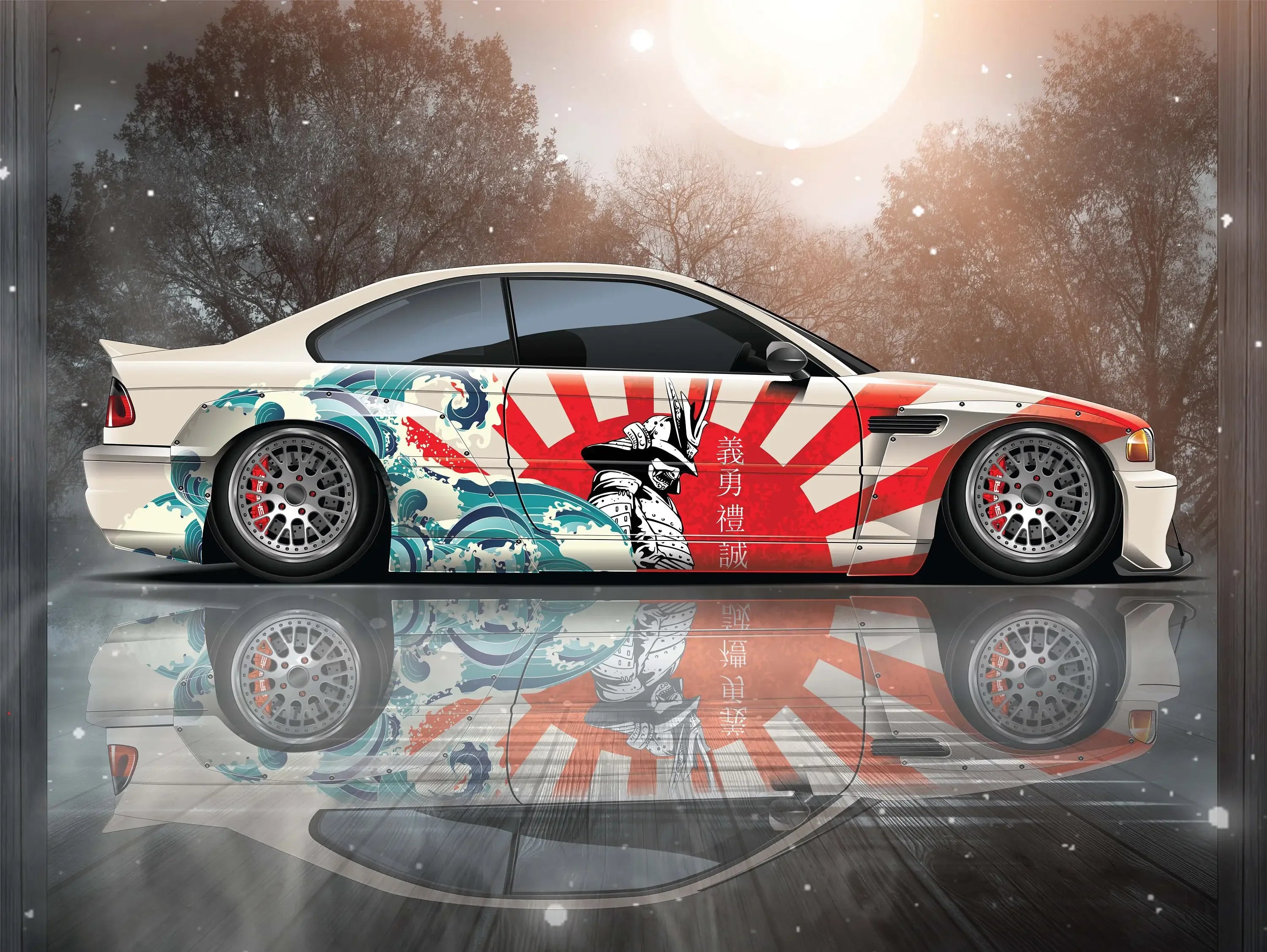 Samurai Car Wrap - Japanese Vehicle Livery Cast Vinyl Sticker for Anime-Inspired Car Decoration