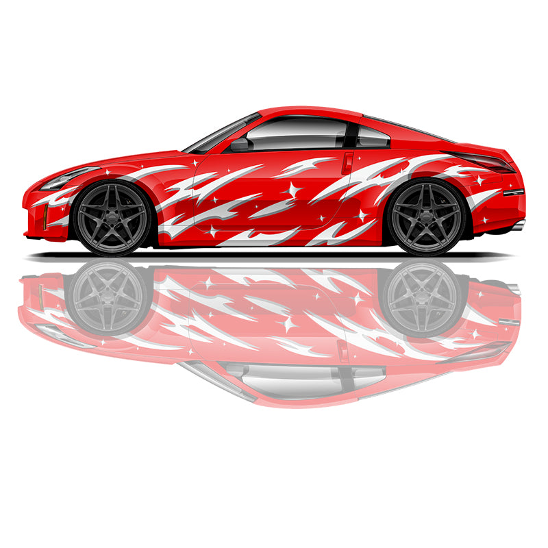 Flame Car Stickers - Modified Racing Car & SUV Side Graphics Decals PVC Custom Accessories