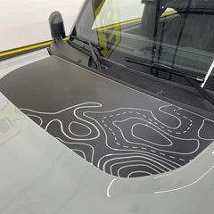 Retro Matte Topo Map & Compass Hood Decal | Off-Road Mountain Blackout Vinyl Wrap Sticker