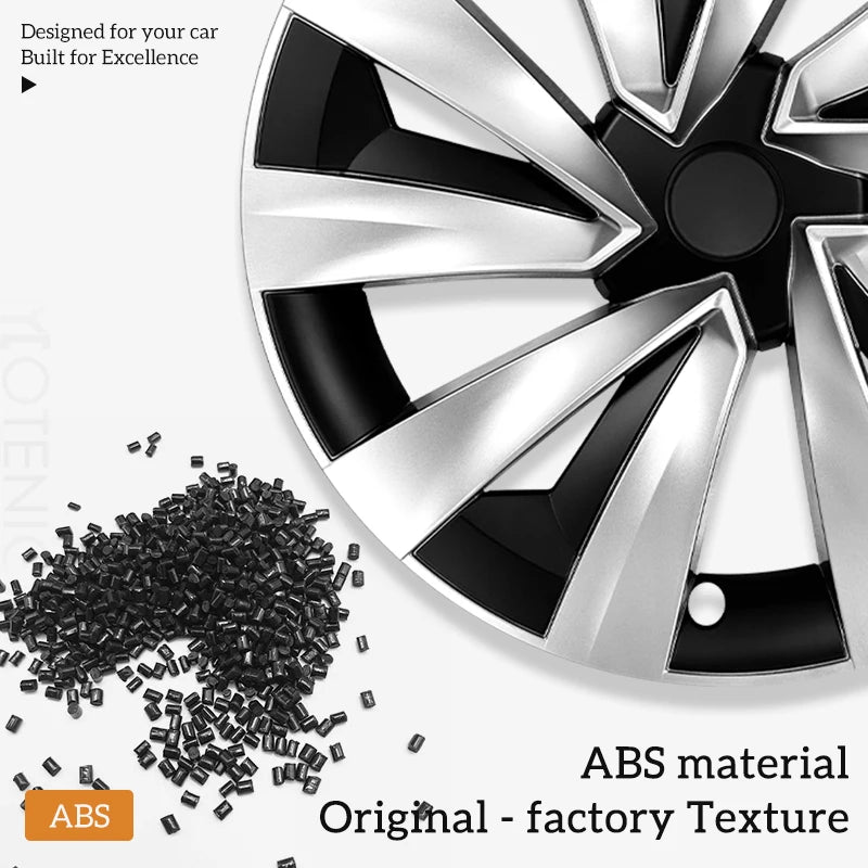 19" Matte Black / Silver Black Wheel Cover for Tesla Model Y Juniper (2025–2026) | 4-Piece Replacement Hub Cap