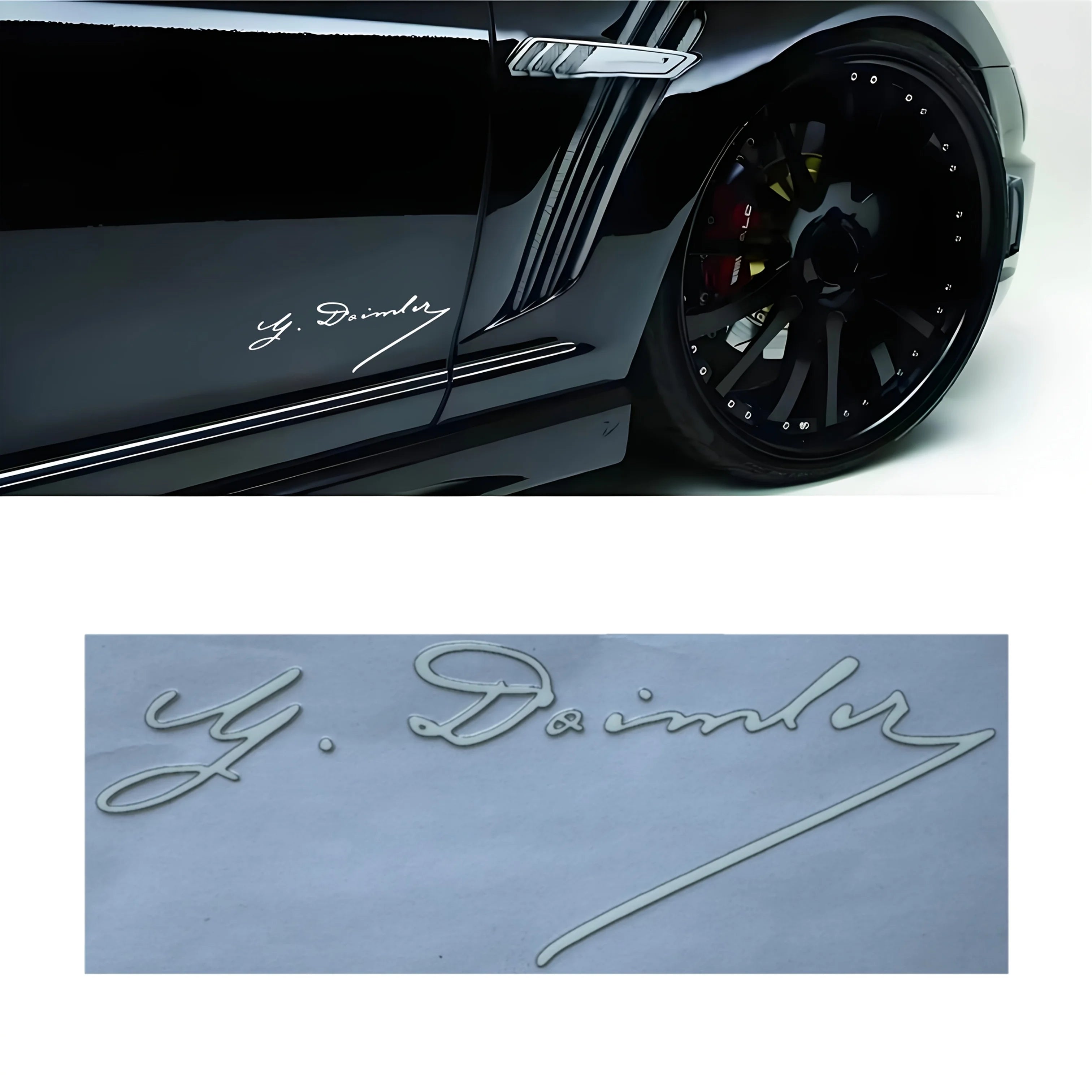 15cm Carl Benz & Daimler Vintage Metal Auto Emblem Decal for Mercedes-Benz | 2-Piece Set