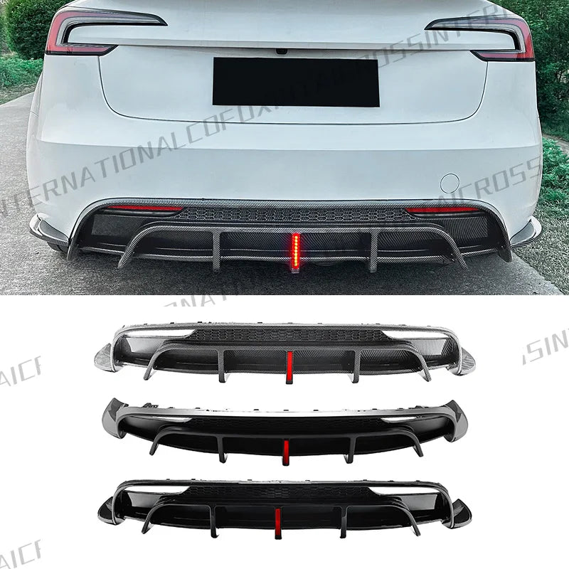Full Body Kit — Bumper Lips, Diffuser & Spoiler for Tesla Models | Gloss Black & Carbon Tuning