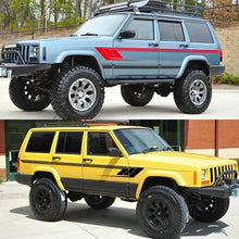 Cargar imagen en el visor de la galería, Jeep Cherokee XJ Retro Hockey Stick Racing Side Stripe Decal – Body Door &amp; Side Skirt Vinyl (2 Pcs) | 8 Finishes