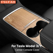 Load image into Gallery viewer, Center Console Panel Sticker for Tesla Model 3 / Model Y (2021–2023) | Wood Grain &amp; Carbon Fiber Film